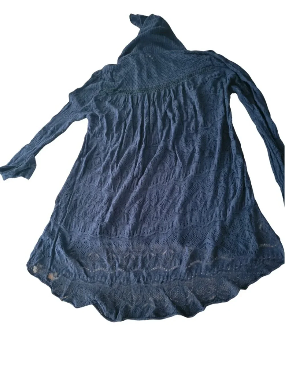 BKE from The Buckle Cowl Neck Open Weave/Crochet Long Sleeve Boho Sweater